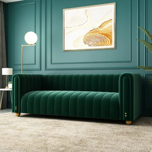 Miniatura 18 de Sofá capitonado Chesterfield de terciopelo tapizado de 81 pulgadas de ancho, 3 plazas, cómodo sofá para sala de estar, dormitorio, oficina, Negro