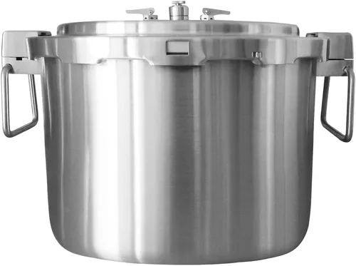 Buffalo Olla a Presión de Acero Inoxidable de 37 Cuartos Extra Grande para Enlatado con Rejilla y Tapa para Uso Comercial - Enlatadora a Presión de