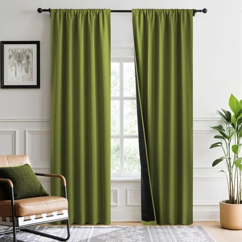 Miniatura 111 de NICETOWN Cortinas blancas 100% opacas, 2 capas gruesas completamente opacas con bolsillo para barra, cortinas aislantes térmicas para Blanco puro