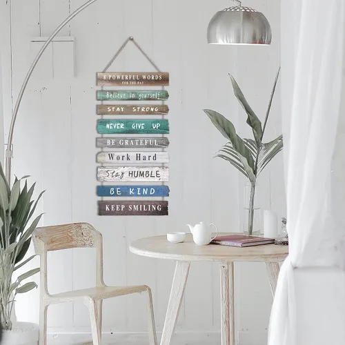 Miniatura 7 de Decoración de pared inspiradora para oficina, decoración rústica de madera para colgar, arte de pared motivacional, citas positivas inspiradoras, 8