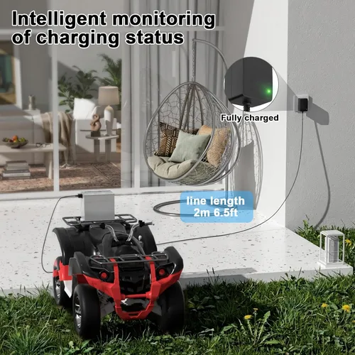 Miniatura 5 de Cargador de 12 V compatible con ruedas eléctricas, cargador de repuesto de 12 voltios compatible con juguetes Fisher Price Ride On con batería gris
