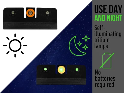 Miniatura 5 de XS SIGHTS R3D - Vista nocturna de tritio para pistolas S&W M&P, Sig, Canik, Taurus y HK, tritio delantero y trasero que brilla en la oscuridad