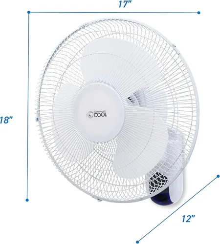 Miniatura 6 de Commercial Cool Ventilador de pared de 16 pulgadas con control remoto, blanco (CCFWR16W)