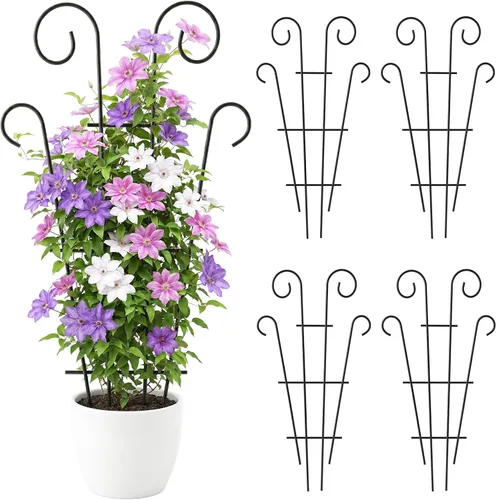 Miniatura 10 de Thealyn Paquete de 4 enrejados de 32 pulgadas para plantas en maceta, enrejado de jardín de metal para plantas trepadoras, soporte decorativo de vid