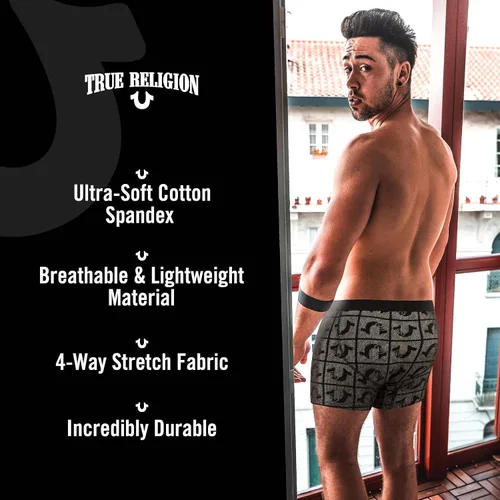 Miniatura 5 de True Religion Calzoncillos tipo bóxer de algodón elástico para hombre, paquete de 4