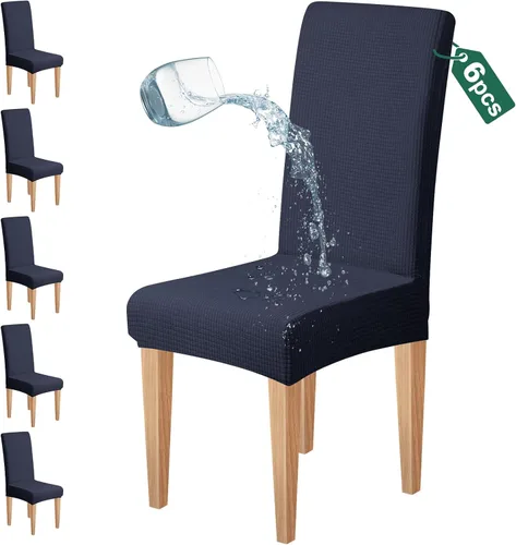 Miniatura 10 de Dioxide Juego de 4 fundas impermeables para sillas de comedor, fundas elásticas para sillas de comedor, fundas para sillas Parson, extraíbles