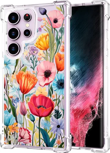 Miniatura 47 de Hungo Funda compatible con Samsung Galaxy S23 con diseño floral y bonito diseño transparente, femenino para mujeres y niñas, con hermoso clavel