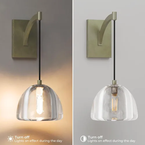 Miniatura 6 de Juego de apliques de pared de cristal de 2,7 pulgadas, apliques sólidos transparentes para interiores, lámparas doradas modernas de lujo, lámpara