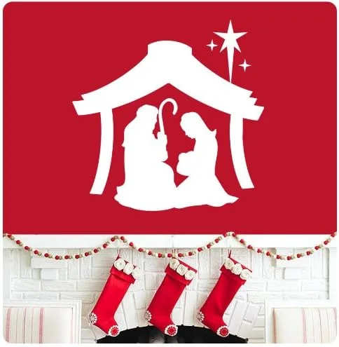 Miniatura 4 de Calcomanía de pared con diseño de belén de Joseph Mary Jesus, Feliz Navidad, Temporadas Saludos, Felices Fiestas, Signo de Santa Jesús, opciones