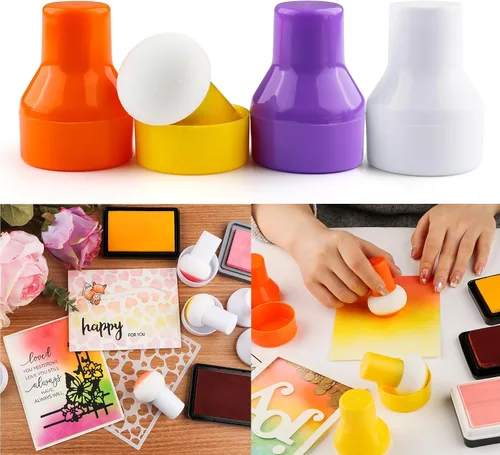 Briartw Paquete de 4 aplicadores de tinta con cajas de almacenamiento, esponja de entintado, los punzonadores de papel son una herramienta para la