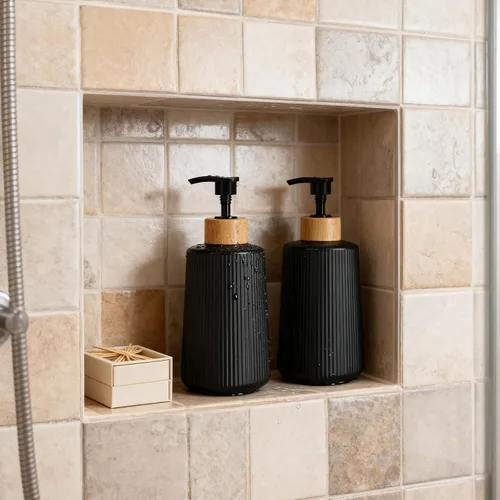 Miniatura 6 de Dispensador de jabón de vidrio negro, dispensador de jabón de manos de vidrio grueso para baño, botellas de líquido para lavar platos de cocina