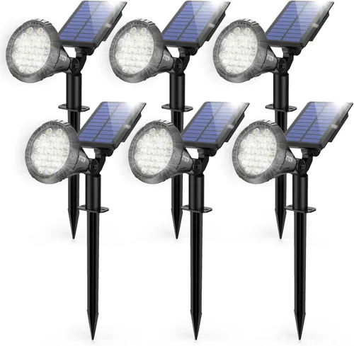Miniatura 10 de Focos Solares Al Aire Libre Cambio De Color, Luces De Mástil De Bandera Ajustables 180°, Luces De Jardín Solares Impermeables IP67, Luces De Pared