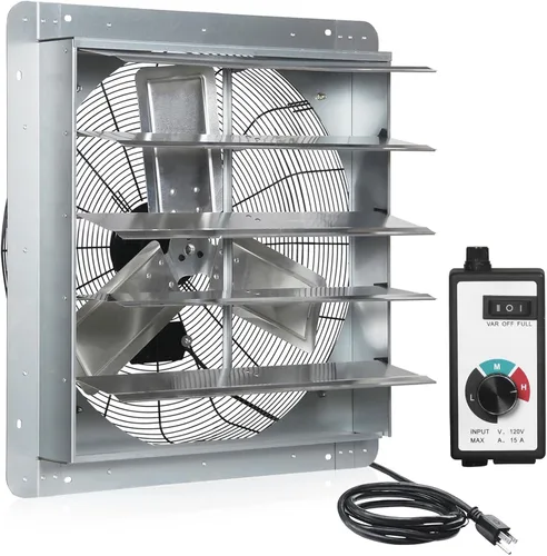 Miniatura 13 de KEN BROWN Ventilador de obturación de 18 pulgadas, ventilador de ventilación montado en la pared de alta velocidad de 2450CFM con cable
