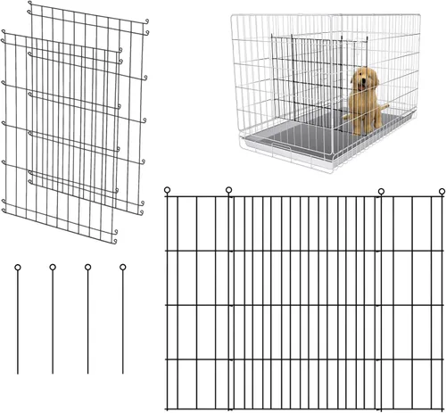 Miniatura 8 de Panel divisor de jaula para perros, paquete de 2 unidades de metal negro, compatible con 42 a 48 pulgadas y otros tamaños de jaulas, 28 pulgadas