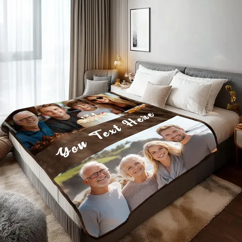 Miniatura 26 de Mantas personalizadas con 1 foto y texto impreso en Estados Unidos Manta personalizada con imagen de 30 x 40 pulgadas Mantas personalizadas