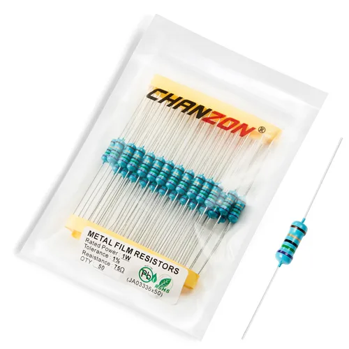 Miniatura 61 de Chanzon 50 piezas 1 W 10 Ω ohm Resistencia de película metálica fija de tolerancia 0.01 ±1% 10R MF Resistencias de agujero pasante con limitación