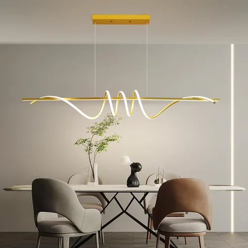 Miniatura 3 de Modern 59inch Led Chandeliers for Dining Room, Dimmable 3000k~6500k Remote Control Gold Spiral Shape Pendant Lights 50w Height Adjustable Hanging