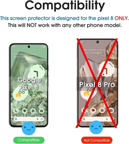 Miniatura 2 de amFilm Paquete de 3+1 protector de pantalla para Google Pixel 8 de vidrio templado de 6.2 pulgadas, compatible con huellas dactilares ultrasónicas