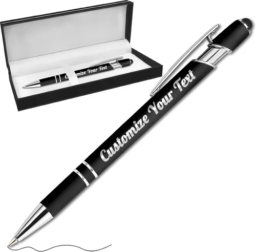 Hasta 500 bolígrafos personalizados a granel con lápiz capacitivo, grabado, juego de bolígrafos con tu nombre, texto para mujeres de negocios,