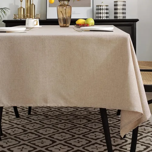 Miniatura 2 de Jeloris Mantel rectangular de lino de algodón, impermeable y a prueba de derrames, estilo nórdico, suave y resistente a las arrugas, mantel de tela