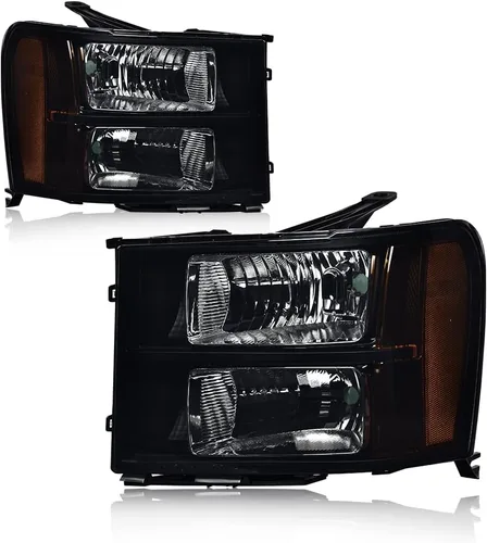Miniatura 20 de PIT66 Conjunto de faros compatible con GMC Sierra 1500 2500HD 3500HD 2007-2013 Faros de halogéno para lado del conductor y del pasajero Lente