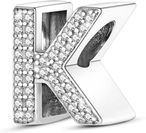 Miniatura 41 de PARCOM Dijes de letras compatibles con pulseras Pandora de plata esterlina S925 con iniciales para pulseras del alfabeto A-Z, cuentas de letras