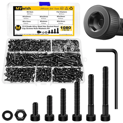 Miniatura 14 de Mywish Kit surtido de 380 tuercas y tornillos M4, 304 tornillos métricos, tornillos métricos, tornillos métricos, arandelas de bloqueo plano y SIiver