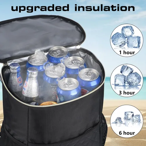 Miniatura 3 de Mochila Enfriadora Wolka 30 Latas, Mochilas Enfriadoras Portátiles Aisladas a Prueba de Fugas, Bolsa Enfriadora Impermeable de Lado Suave