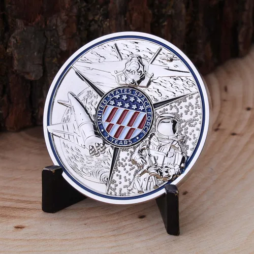 Miniatura 5 de ¡Moneda de desafío de bola de cumpleaños de la Fuerza Espacial 2021! Diseñada para veteranos militares, producto oficial de la Fuerza Espacial
