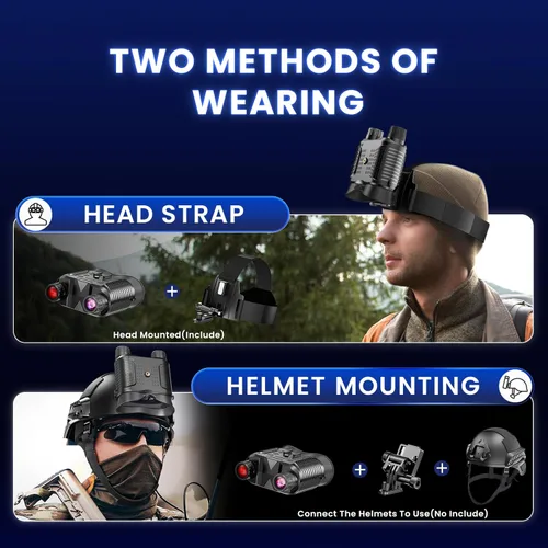 Miniatura 4 de Gafas de visión nocturna montadas en la cabeza, prismáticos de visión nocturna de 1312 pies compatibles con casco táctico militar, enfoque largo