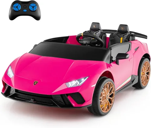 Miniatura 11 de Costzon Lamborghini con licencia. Auto de batería de 24V y 4WD de 2 plazas para niños con control remoto, vehículos eléctricos con luces LED