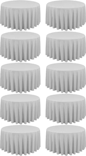Miniatura 150 de Paquete de 10 manteles de poliéster de 60 x 102 pulgadas, manteles de poliéster beige para mesas rectangulares de 6 pies, resistentes a las manchas