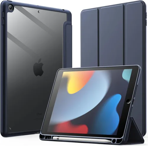 Miniatura 8 de JETech Funda para iPad de 10.2 pulgadas (9ª/8ª/7ª generación, 2021/2020/2019) con soporte para lápices, carcasa trasera transparente, soporte