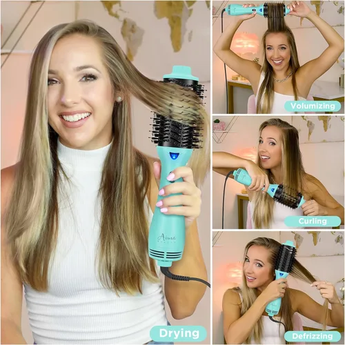 Miniatura 4 de Aima Beauty - Cepillo de aire caliente, secador de pelo profesional de un solo paso y voluminizador 4 en 1, tecnología iónica negativa Verde claro