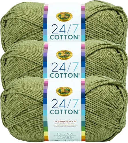 Miniatura 10 de Lion Brand Yarn, Hilo ligero mercerizado de algodón 24/7 para tejer, ganchillo y manualidades, Almirante, 1 paquete, 185 yardas de fibra natural