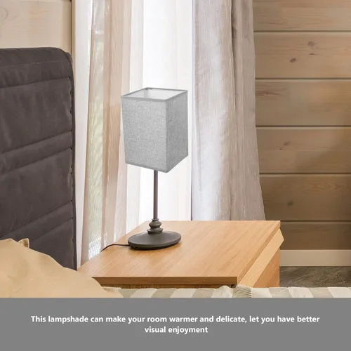 Miniatura 8 de Pantalla cuadrada de tela para lámpara, soporte de lámpara de lino natural, repuesto para lámpara de mesa y luz de pie (gris claro)