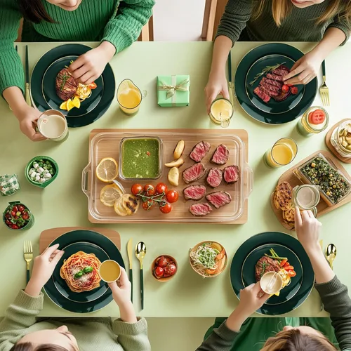 Miniatura 7 de 175 Piezas Juego de Vajilla de Plástico Verde Dorado, Platos Desechables Dorados para Fiesta, Incluye 50 Platos Verdes con 75 Cubiertos de Plástico