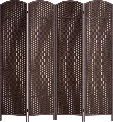 Miniatura 9 de Divisor de Habitación de 6 Paneles Plegable Divisor de Privacidad de 6 Pies Divisor de Pared Interior Partición Portátil Pantalla de Madera, Marrón