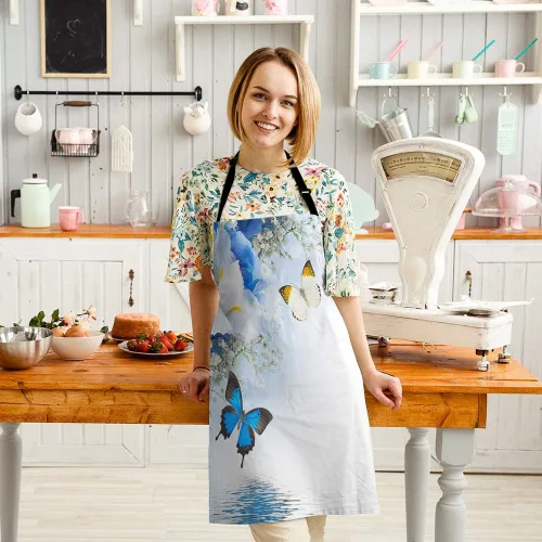 Miniatura 3 de HGOD DESIGNS Delantal de cocina de pescado para mujeres y hombres para cocinar, jardinería, baberos ajustables para el hogar, tamaño adulto