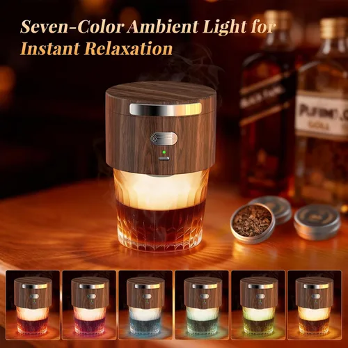 Miniatura 3 de Kit de ahumador eléctrico de whisky integrado, kit de ahumador de cóctel recargable con 6 virutas de madera, no requiere butano, se adapta a