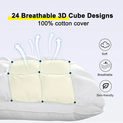 Miniatura 3 de YOUR MOON Juego de 2 almohadas tamaño Queen, almohadas de apoyo suave Queen para cama, almohada alternativa de plumón esponjoso, almohada de gel
