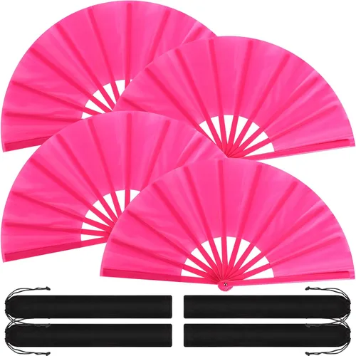 Miniatura 23 de Blulu 4 abanicos plegables grandes para baile de línea, botas de mano de seda grandes para hombres y mujeres (estilo clásico, negro, 11 pulgadas)