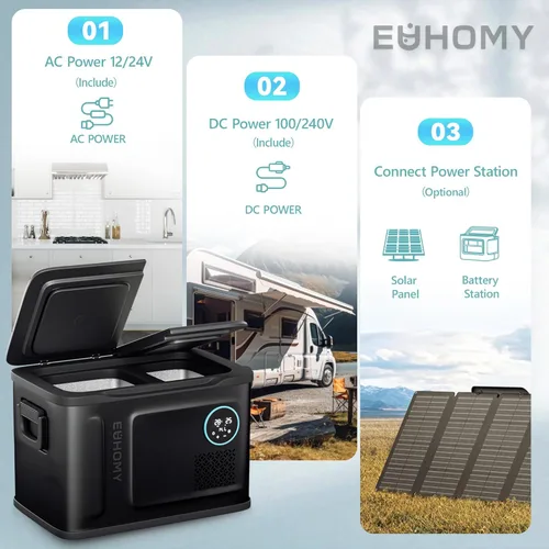 Miniatura 6 de EUHOMY Refrigerador de 12 voltios, enfriador eléctrico de 37QT de doble zona con control por aplicación, refrigerador para automóvil con 12/24V DC