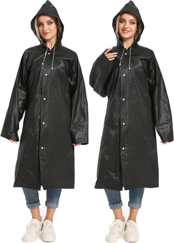 Miniatura 108 de 2 abrigos de lluvia de Borogo para adultos, chaquetas de lluvia reutilizables para hombres y mujeres