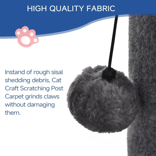 Miniatura 5 de Cat Craft Poste rascador para gatos de 41 pulgadas para gatos de interior, poste rascador alto para gatos, rascador de alfombra con juguetes Gris