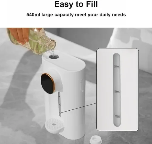 Miniatura 5 de Dispensador automático de enjuague bucal, dispensador de enjuague bucal automático de 18 oz para baño, 3 niveles de dispensación (10ml/20ml/30ml)