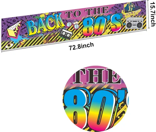 Miniatura 2 de Decoraciones de fiesta de los años 80, telón de fondo de pancarta de regreso a los 80, suministros de fiesta de graffiti de hip hop de los años 80