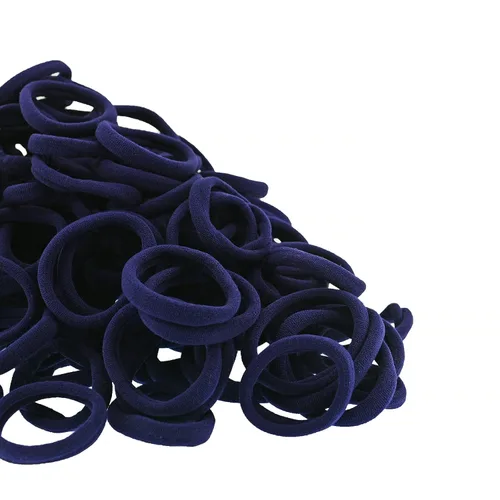 Miniatura 2 de Paquete de 100 ligas para el cabello sin costuras para mujeres y niñas, soportes para cola de caballo para cabello grueso (azul marino)