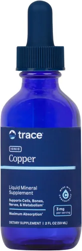 Trace Minerals Cobre iónico - Suplemento líquido de cobre para la salud de la sangre - Apoya el tejido conectivo saludable, el metabolismo y los