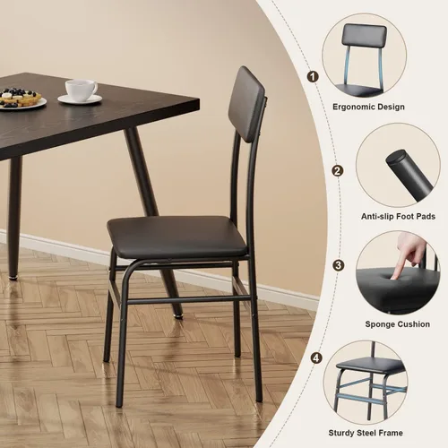 Miniatura 7 de Gizoon Juego de mesa de comedor para 4, moderno juego de mesa y sillas de cocina de 5 piezas, espacio pequeño Comedor de 4 Sillas y Mesa, marco